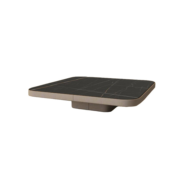 MESA DE CENTRO GRIS TAUPE CON TOPE ESTILO CERAMICA NEGRA