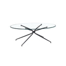 MESA DE CENTRO CON TOPE DE VIDRIO Y PATAS NEGRAS