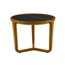 MESA DE CENTRO ACABADO EN MADERA CON TOPE ESTILO CERAMICA NEGRO