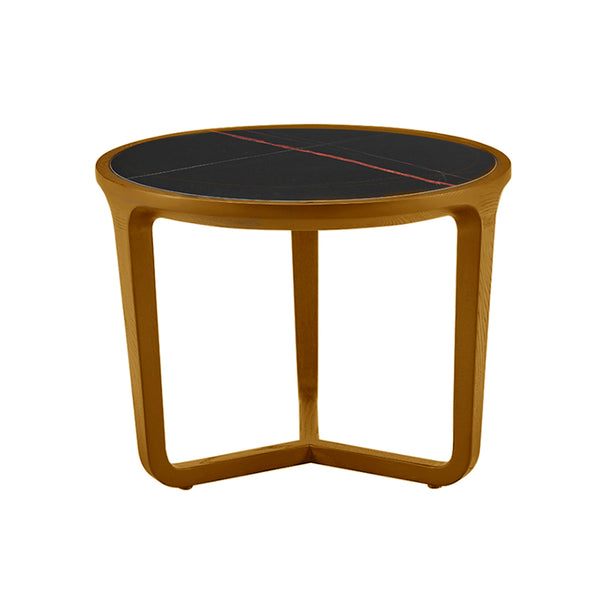 MESA DE CENTRO ACABADO EN MADERA CON TOPE ESTILO CERAMICA NEGRO