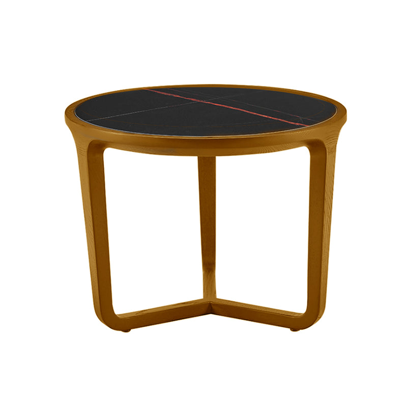 MESA DE CENTRO ACABADO EN MADERA CON TOPE ESTILO CERAMICA NEGRO