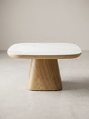 MESA DE CENTRO TOPE ESTILO PIEDRA Y BASE MDF NATURAL