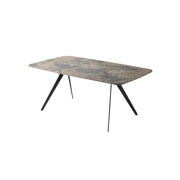 MESA DE COMEDOR CON TOPE DE CERAMICA Y PATAS NEGRAS