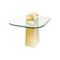 MESA LATERAL DORADA CON TOPE DE VIDRIO
