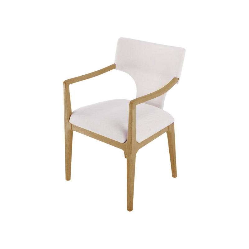 SILLA DE COMEDOR EN TELA BEIGE Y ACABADO DE MADERA NATURAL