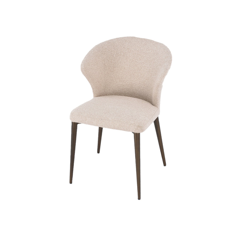 SILLA DE COMEDOR EN TELA BEIGE Y PATAS EN LATON