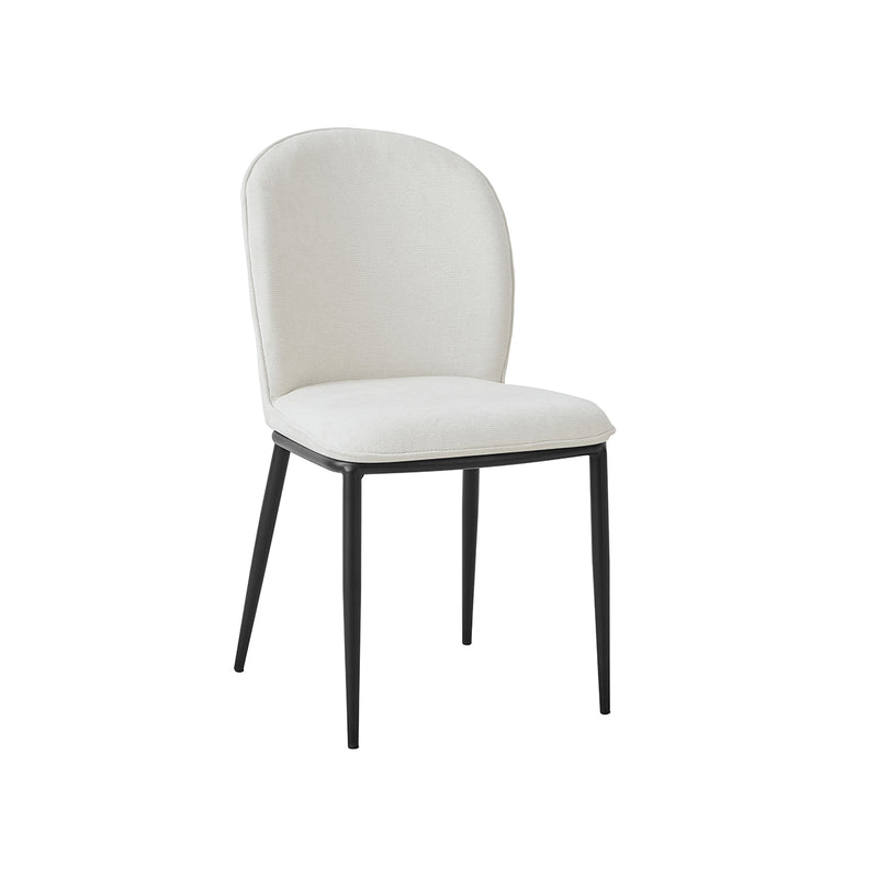 SILLA DE COMEDOR EN TELA BLANCA Y PATAS NEGRAS