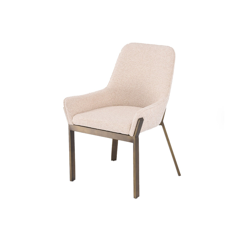 SILLA DE COMEDOR EN TELA BEIGE Y PATAS EN LATON