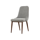 SILLA DE COMEDOR EN TELA GRIS Y PATAS MARRONES