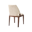 SILLA DE COMEDOR EN TELA TEXTURIZADA MARRON Y PATAS EN METAL ESTILO MADERA