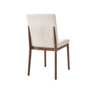SILLA DE COMEDOR EN TELA GRIS Y PATAS EN METAL ESTILO MADERA