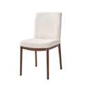 SILLA DE COMEDOR EN TELA GRIS Y PATAS EN METAL ESTILO MADERA