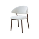 SILLA DE COMEDOR EN TELA BLANCA Y PATAS ACABADO DE MADERA