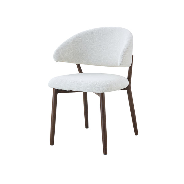 SILLA DE COMEDOR EN TELA BLANCA Y PATAS ACABADO DE MADERA