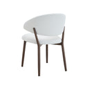SILLA DE COMEDOR EN TELA BLANCA Y PATAS ACABADO DE MADERA