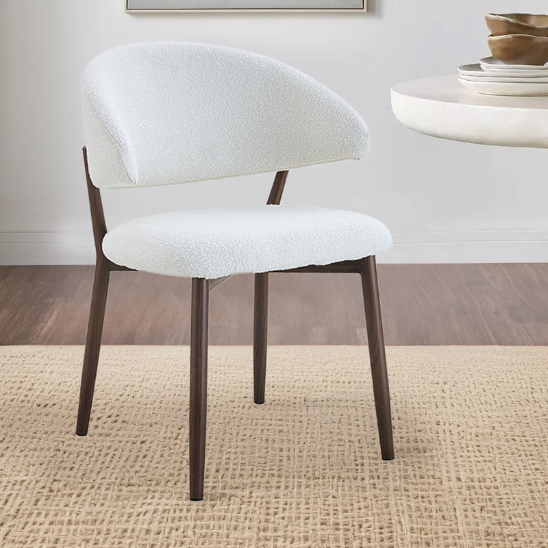 SILLA DE COMEDOR EN TELA BLANCA Y PATAS ACABADO DE MADERA