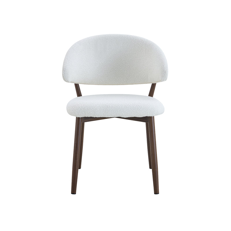 SILLA DE COMEDOR EN TELA BLANCA Y PATAS ACABADO DE MADERA