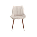 SILLA DE COMEDOR TELA BEIGE Y PATAS ACABADO DE MADERA