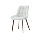 SILLA DE COMEDOR EN TELA TEXTURIZADA BEIGE Y PATAS ACABADO DE MADERA