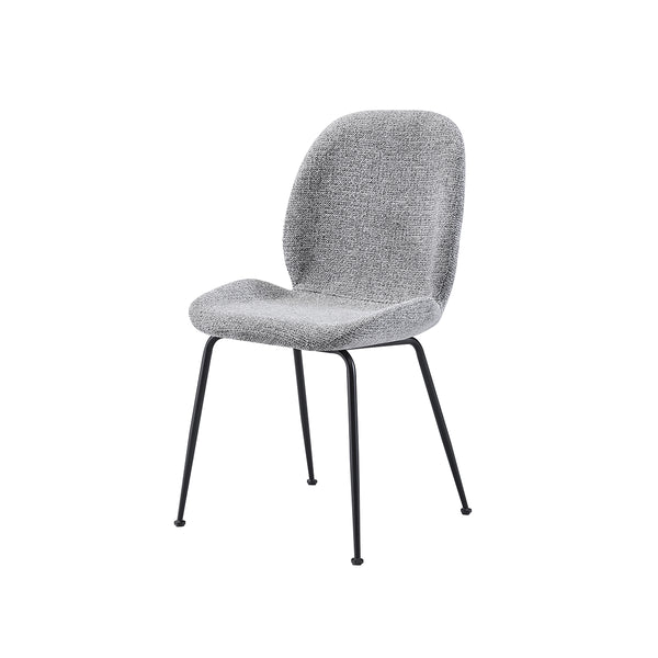 SILLA DE COMEDOR EN TELA TEXTURIZADA GRIS Y PATAS NEGRAS