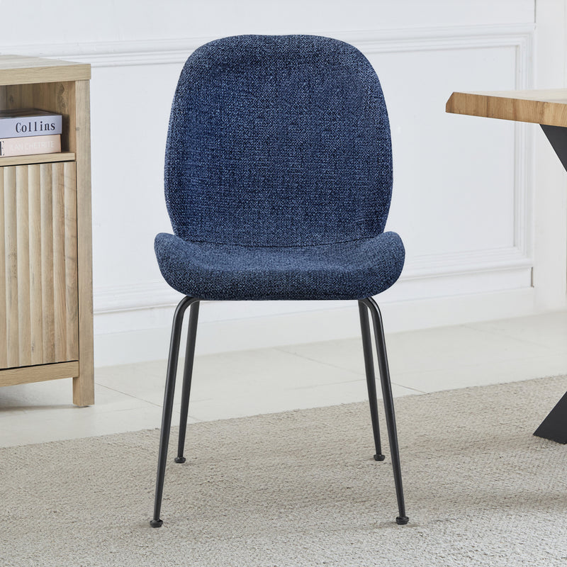 SILLA DE COMEDOR EN TELA AZUL Y PATAS NEGRAS