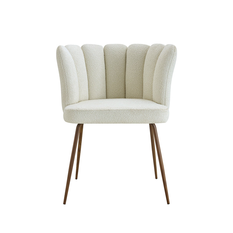 SILLA DE COMEDOR EN TELA BLANCA Y PATAS ACABADO DE MADERA