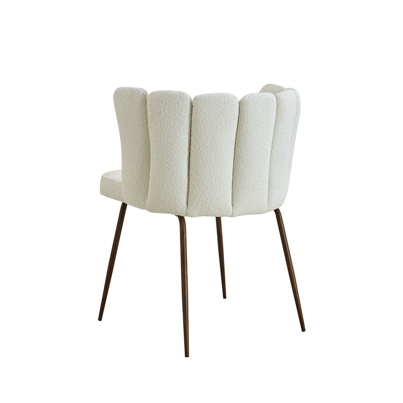 SILLA DE COMEDOR EN TELA BLANCA Y PATAS ACABADO DE MADERA