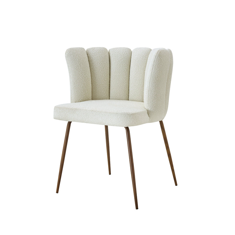 SILLA DE COMEDOR EN TELA BLANCA Y PATAS ACABADO DE MADERA