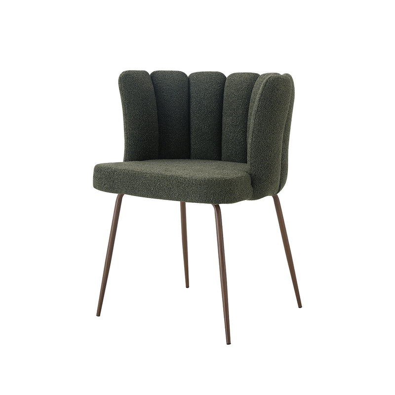 SILLA DE COMEDOR EN TELA VERDE Y PATAS ACABADO DE MADERA