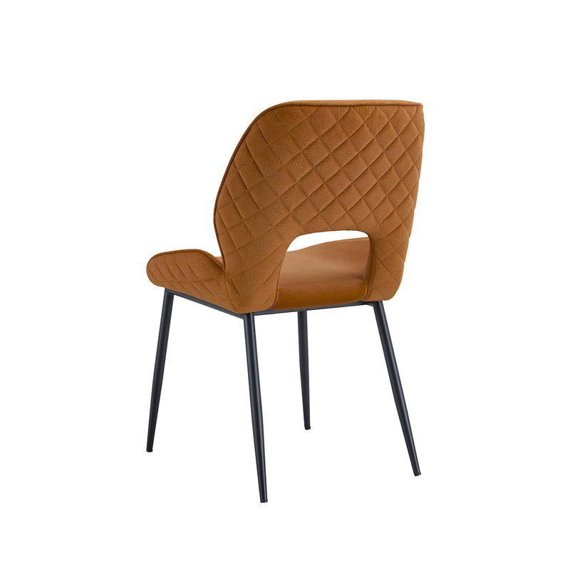 SILLA DE COMEDOR EN TELA TERRACOTA Y PATAS NEGRAS
