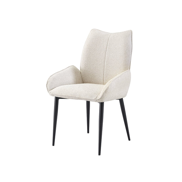 SILLA DE COMEDOR EN TELA BEIGE Y PATAS NEGRAS