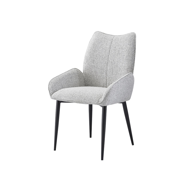 SILLA DE COMEDOR EN TELA GRIS Y PATAS NEGRAS
