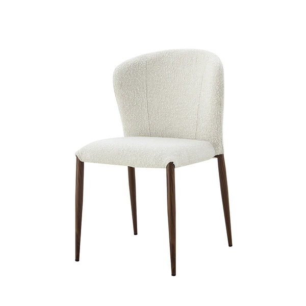 SILLA DE COMEDOR EN TELA BEIGE  TEXTURIZADA Y PATAS MARRONES