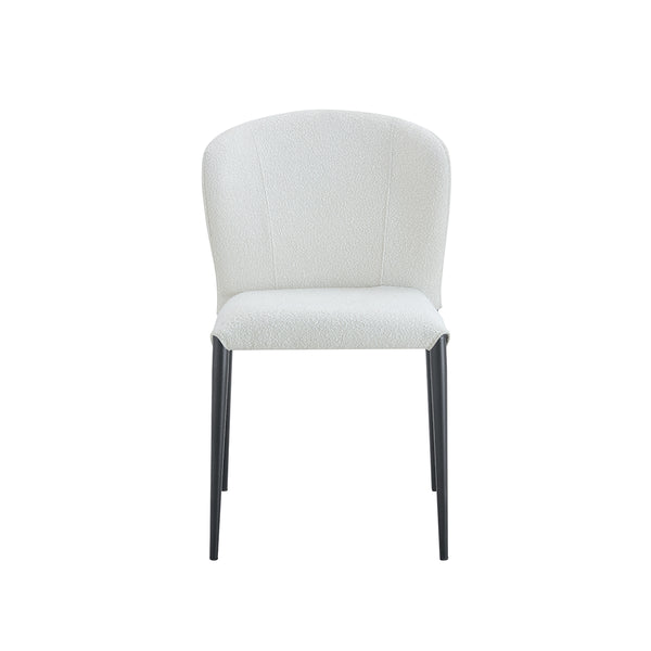 SILLA DE COMEDOR EN TELA BLANCA Y PATAS NEGRAS