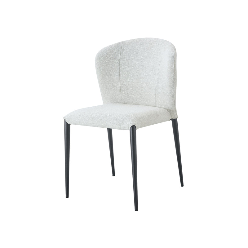 SILLA DE COMEDOR EN TELA BLANCA Y PATAS NEGRAS