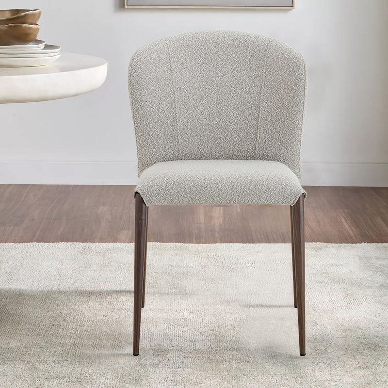 SILLA DE COMEDOR EN TELA BEIGE Y PATAS ACABADO DE MADERA