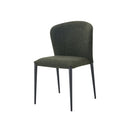 SILLA DE COMEDOR EN TELA VERDE Y PATAS NEGRAS
