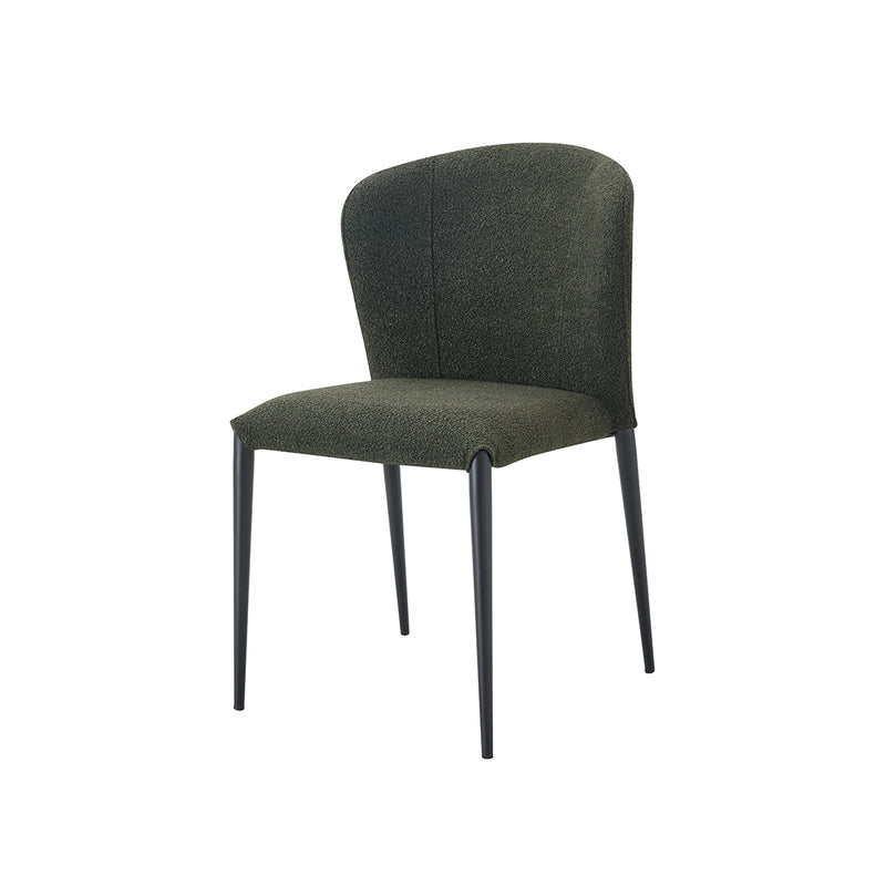 SILLA DE COMEDOR EN TELA VERDE Y PATAS NEGRAS