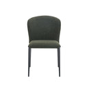 SILLA DE COMEDOR EN TELA VERDE Y PATAS NEGRAS