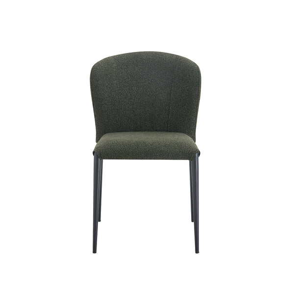SILLA DE COMEDOR EN TELA VERDE Y PATAS NEGRAS