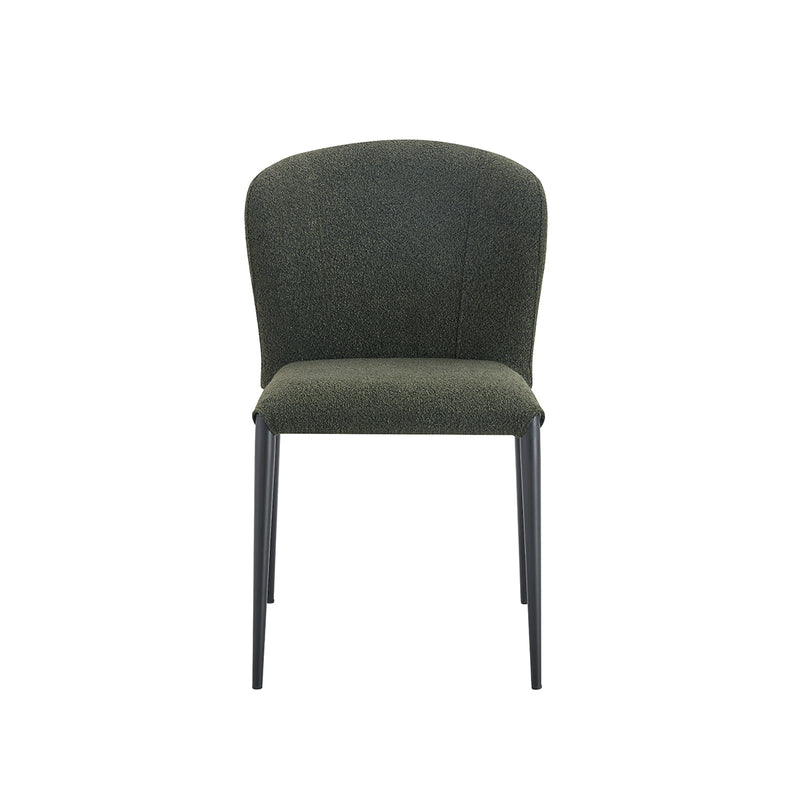 SILLA DE COMEDOR EN TELA VERDE Y PATAS NEGRAS