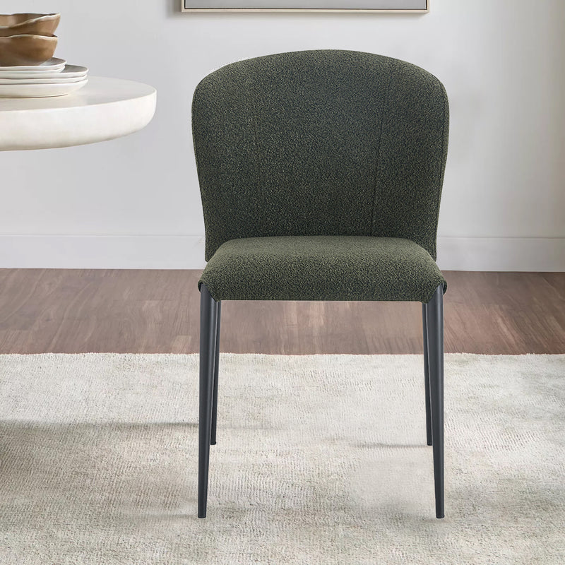 SILLA DE COMEDOR EN TELA VERDE Y PATAS NEGRAS