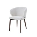 SILLA DE COMEDOR EN TELA TEXTURIZADA BEIGE Y PATAS ACABADO DE MADERA