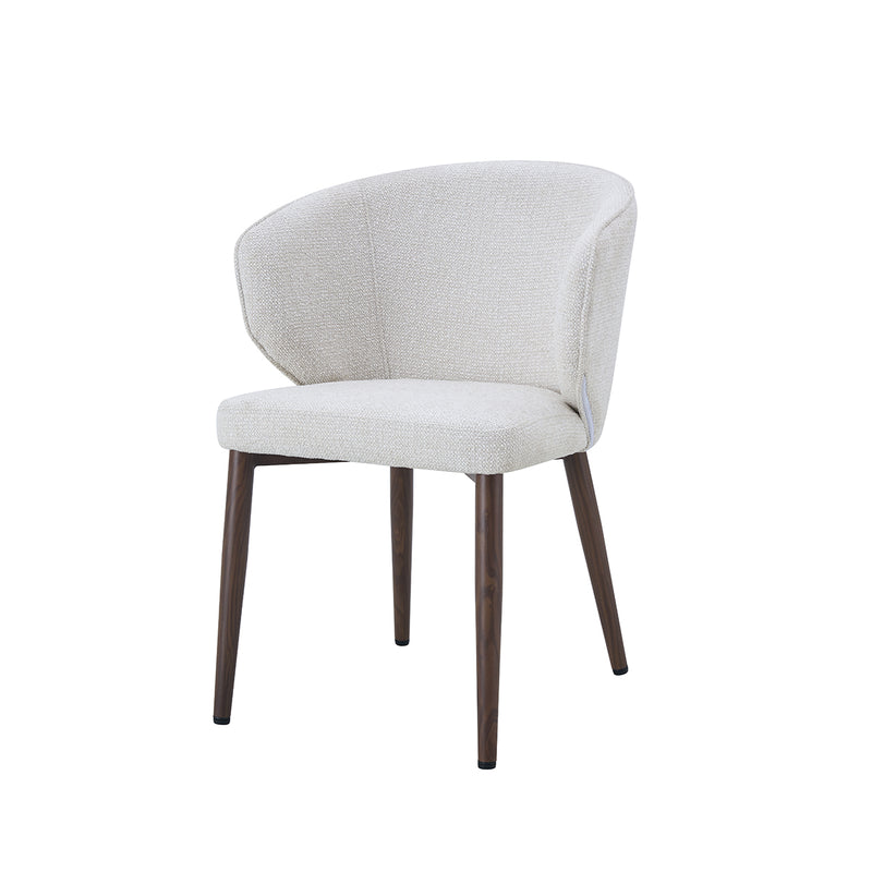 SILLA DE COMEDOR EN TELA TEXTURIZADA BEIGE Y PATAS ACABADO DE MADERA