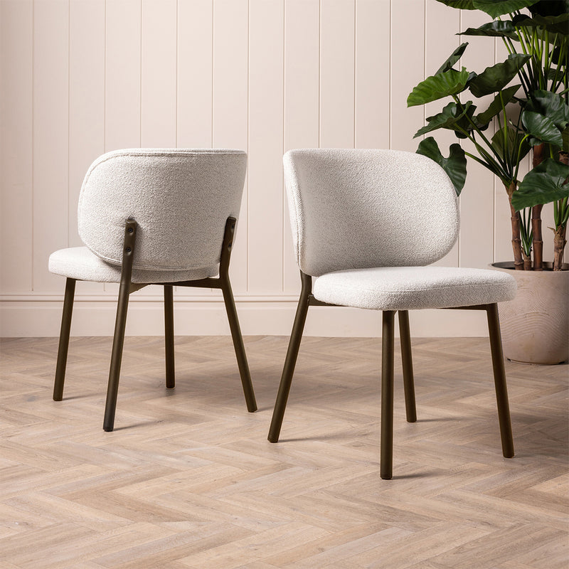 SILLA DE COMEDOR EN TELA TEXTURIZADA BEIGE Y PATAS ACABADO DE MADERA