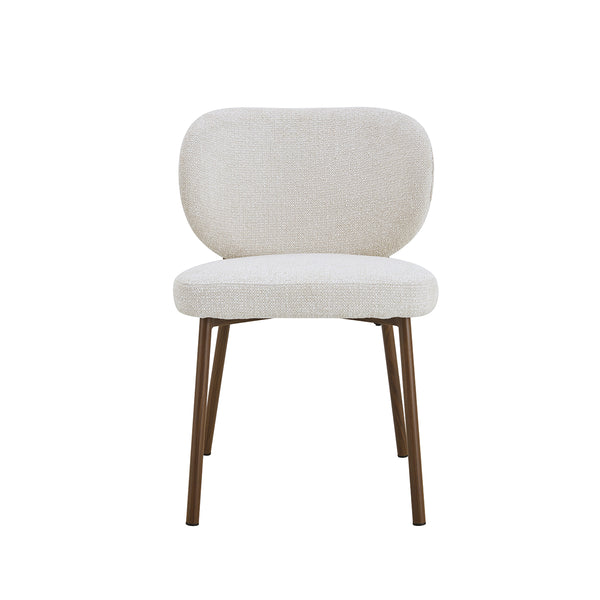 SILLA DE COMEDOR EN TELA TEXTURIZADA BEIGE Y PATAS ACABADO DE MADERA