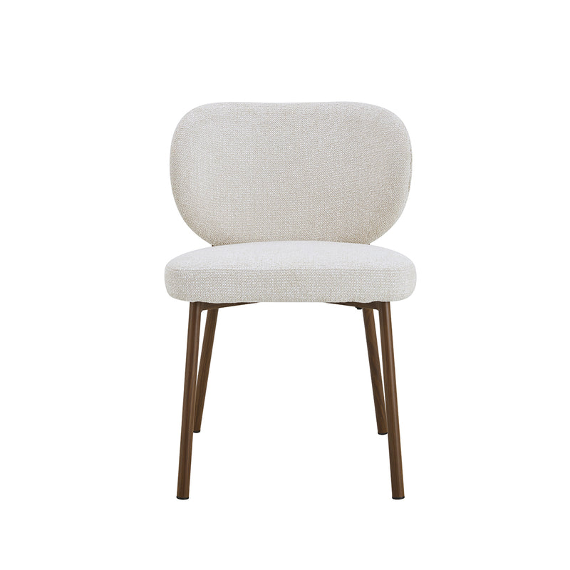 SILLA DE COMEDOR EN TELA TEXTURIZADA BEIGE Y PATAS ACABADO DE MADERA