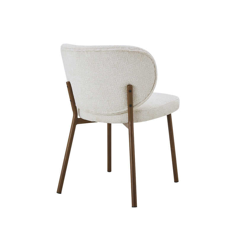 SILLA DE COMEDOR EN TELA TEXTURIZADA BEIGE Y PATAS ACABADO DE MADERA