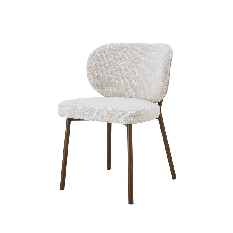 SILLA DE COMEDOR EN TELA TEXTURIZADA BEIGE Y PATAS ACABADO DE MADERA