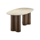 MESA DE COMEDOR ESTILO MARMOL Y BASE ACABADO DE MADERA